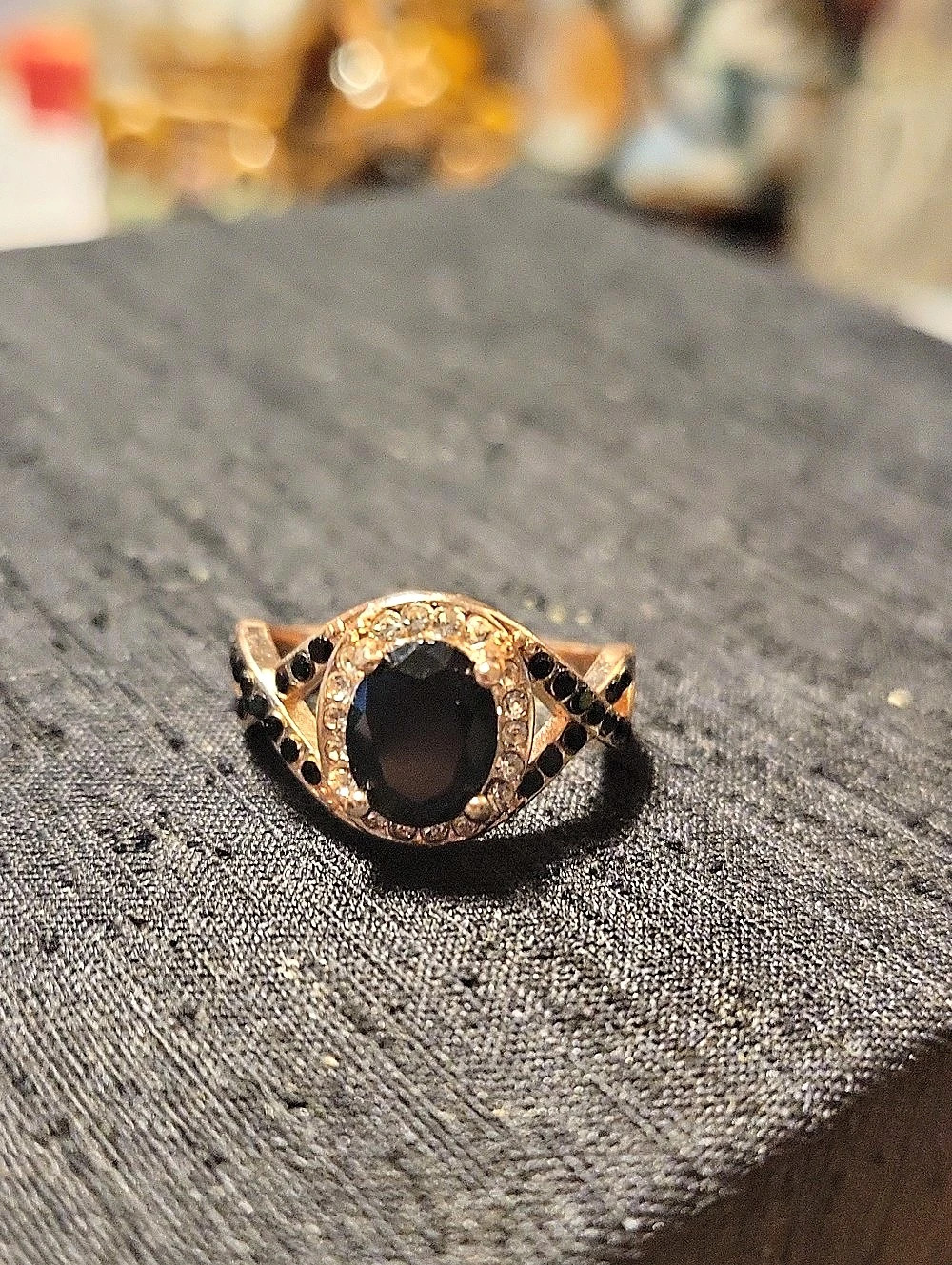 Black Oval Stone Statement Ring